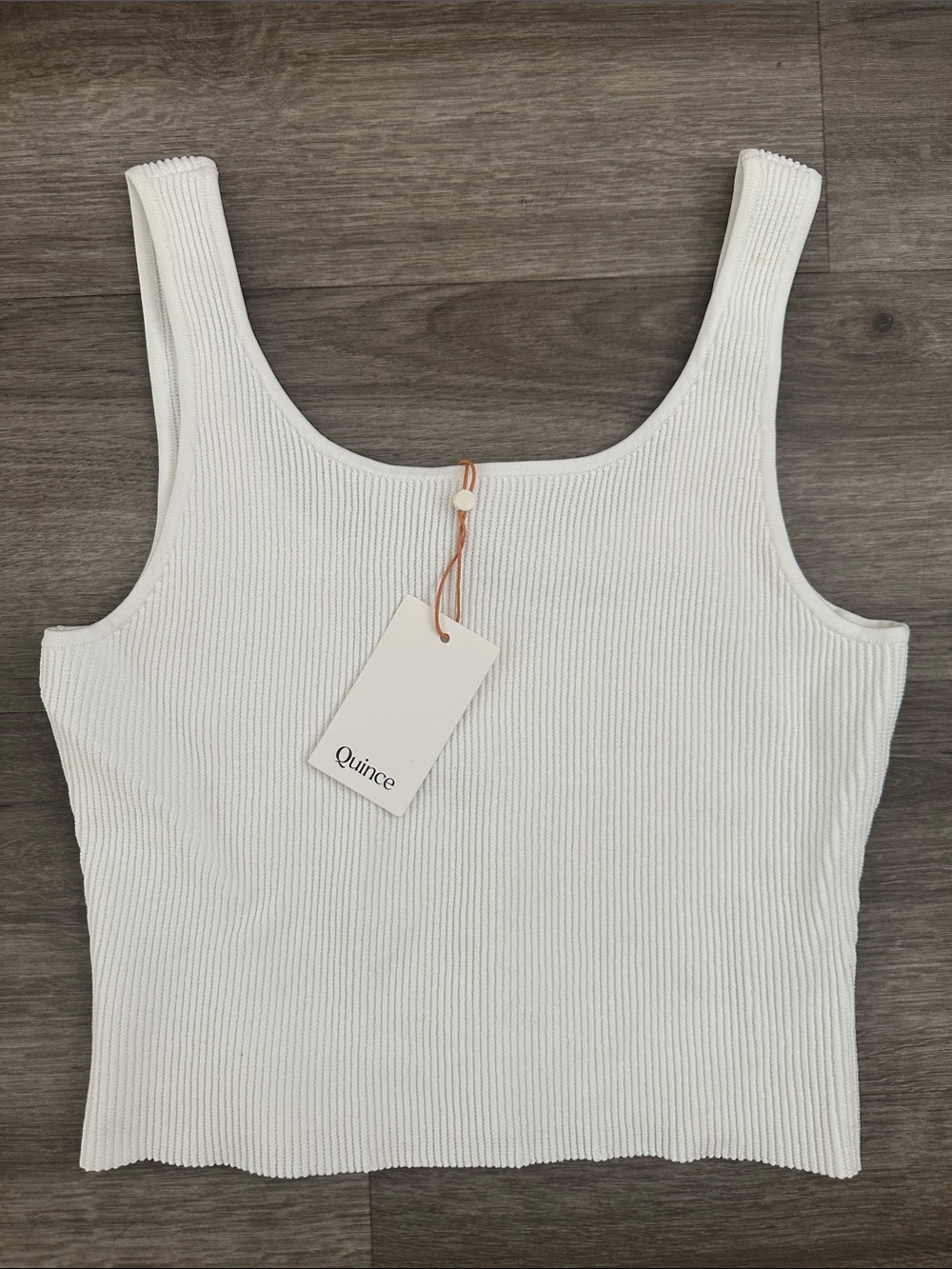 Quince Cropped Square Neck Ribbed Knit Tank Large